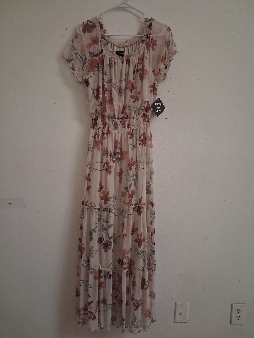 Kate & Lily Floral Smocked Maxii Dress Size 10 Short Sleeve Boho Cottagecore